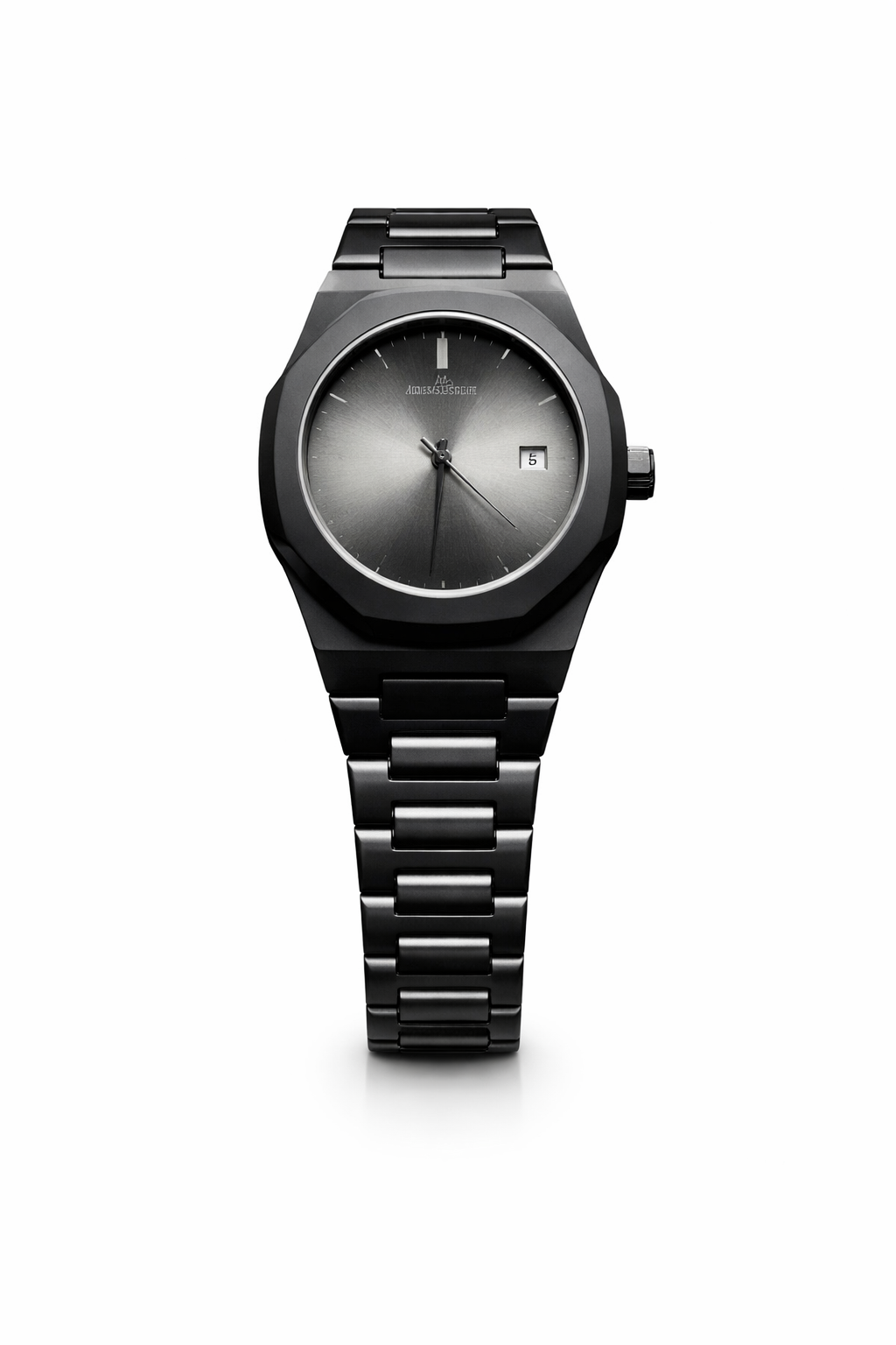 Matte Black Luxury Metal Strap Watch