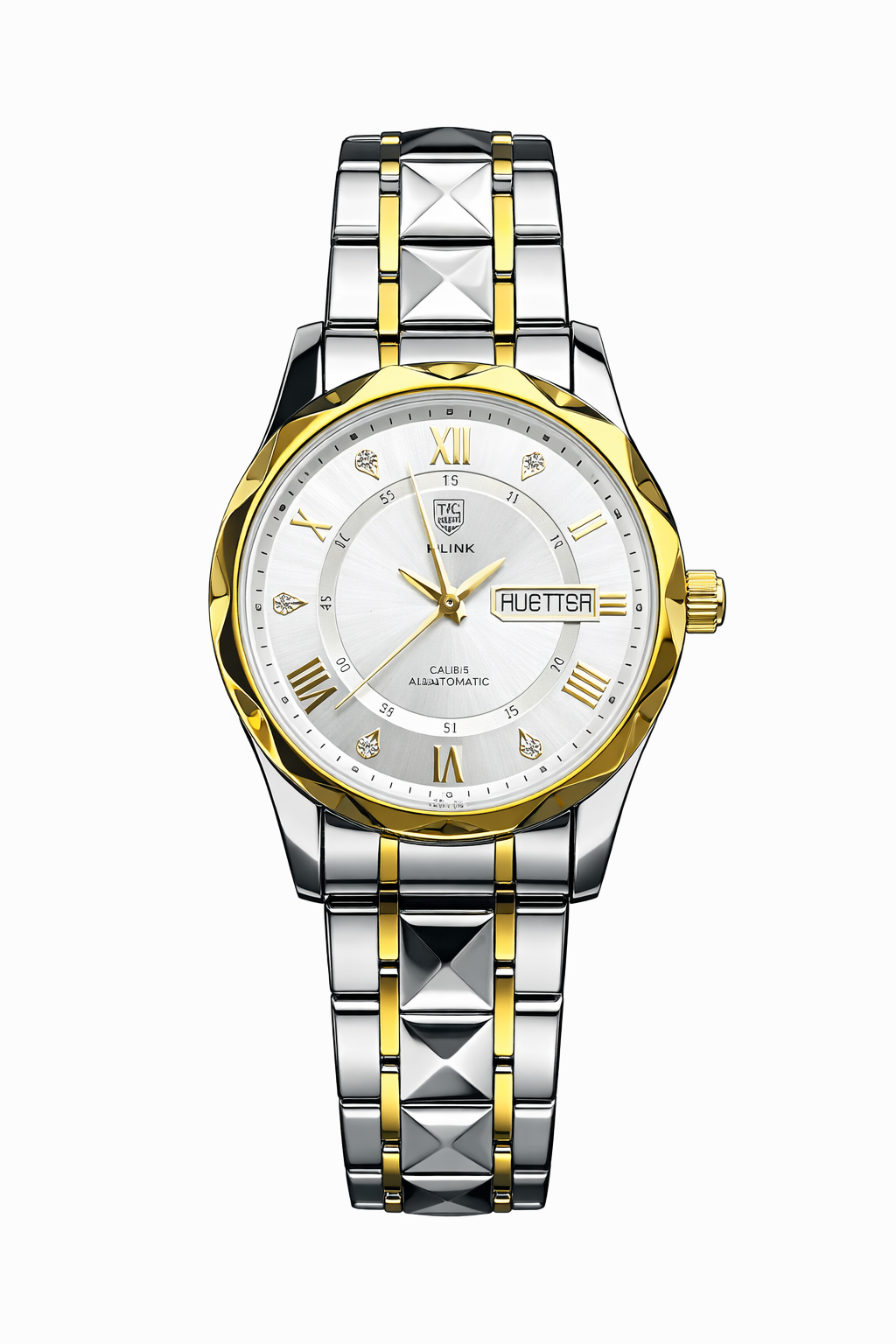 Luxury Two-Tone Gold & Silver Automatic Wristwatch