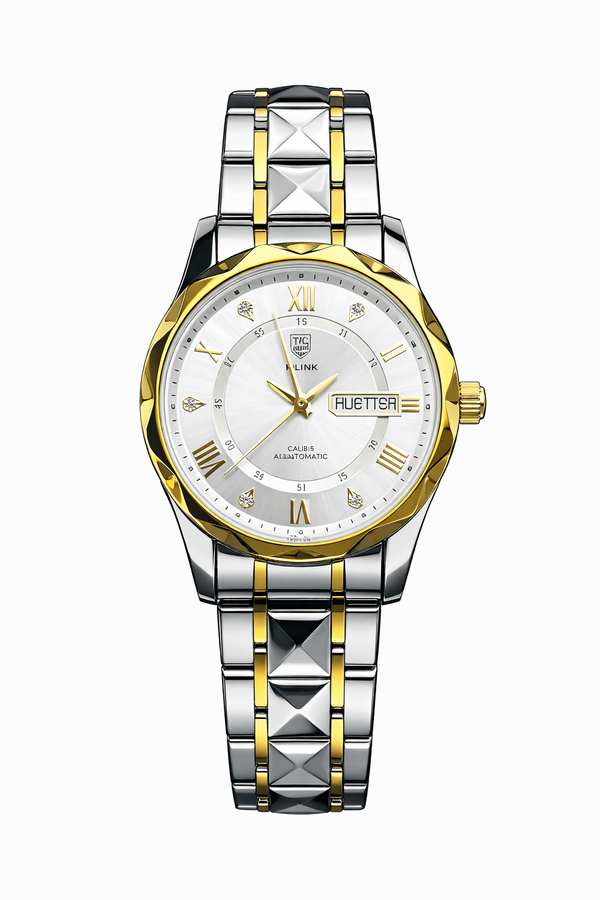 Luxury Two-Tone Gold & Silver Automatic Wristwatch