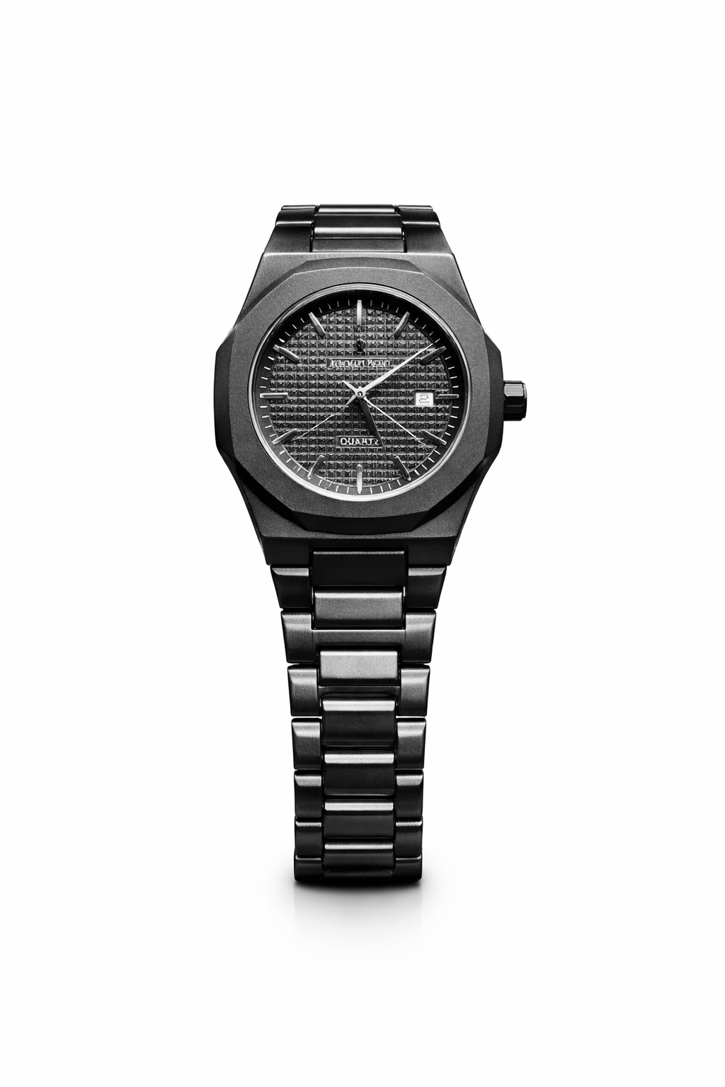 Matte Black Luxury Metal Strap Watch