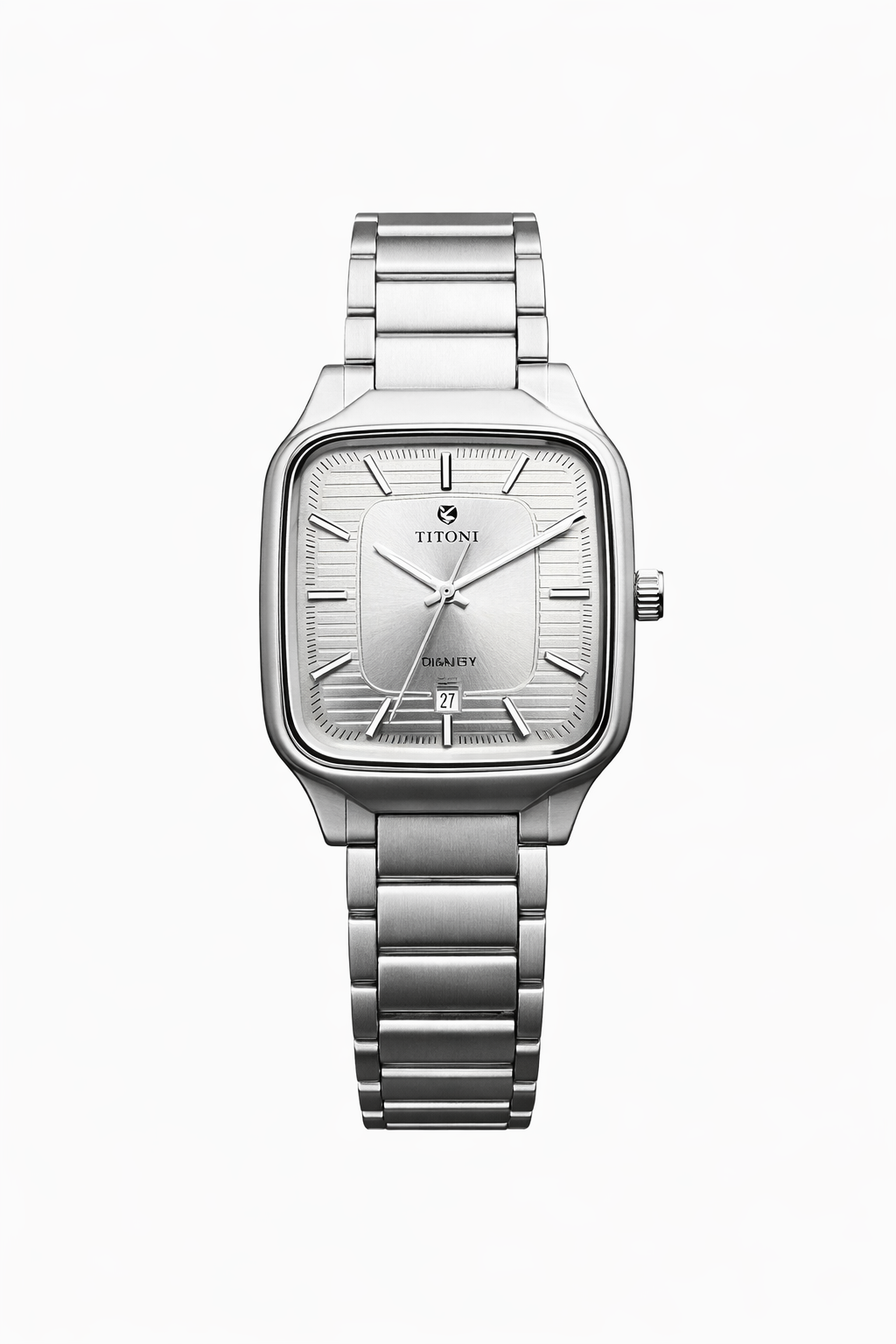 Gold Square Dial Stainless Steel Watch