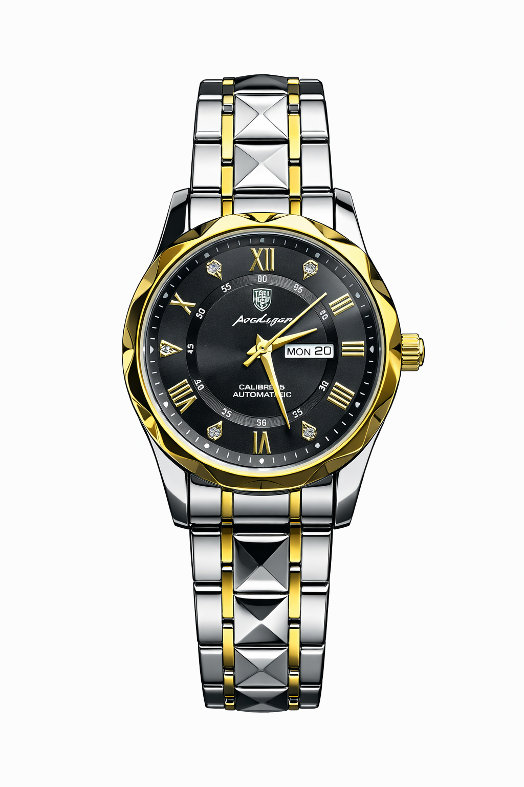 Luxury Two-Tone Gold & Silver Automatic Wristwatch