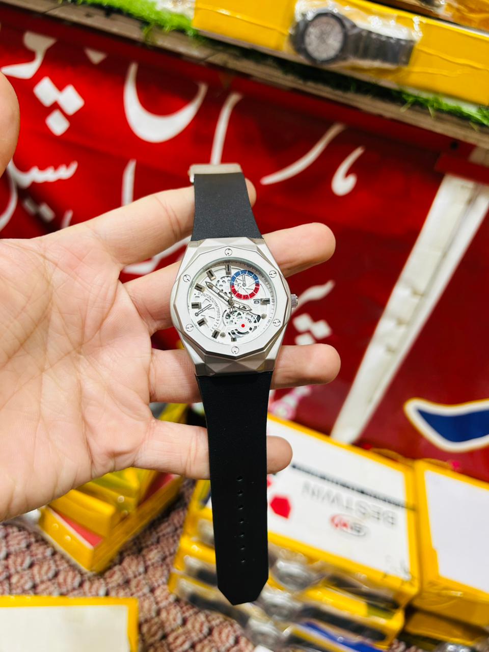 HUBLOT SKELETON WITH LEATHER STRAP