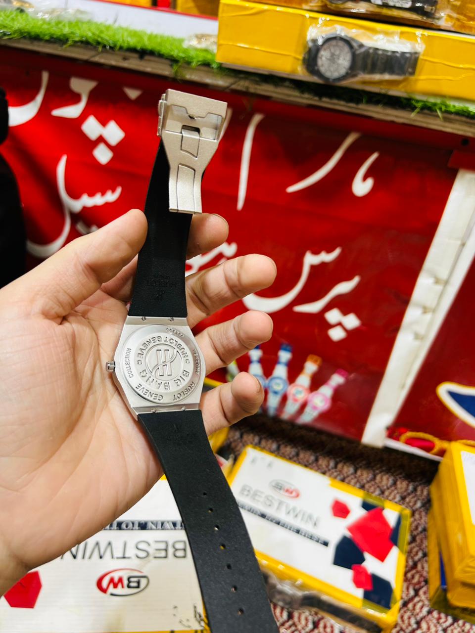 HUBLOT SKELETON WITH LEATHER STRAP