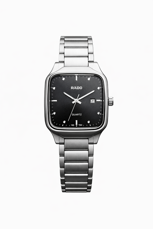Gold Square Dial Stainless Steel Watch